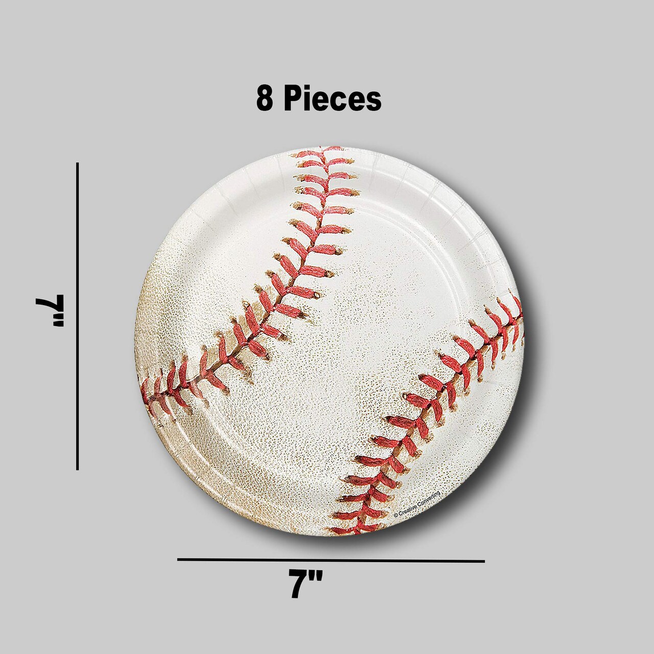 8 Count Baseball Paper Dessert Plates 7" Disposable Plates for Sports & Birthday Parties